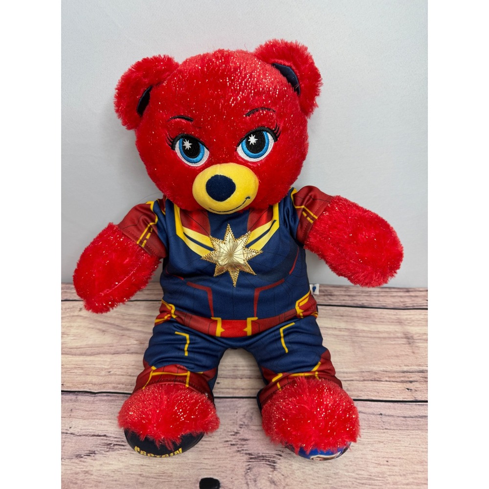 Build-A-Bear Workshop Marvel Captain Marvel Red Sparkle Plush Teddy Bear 16in